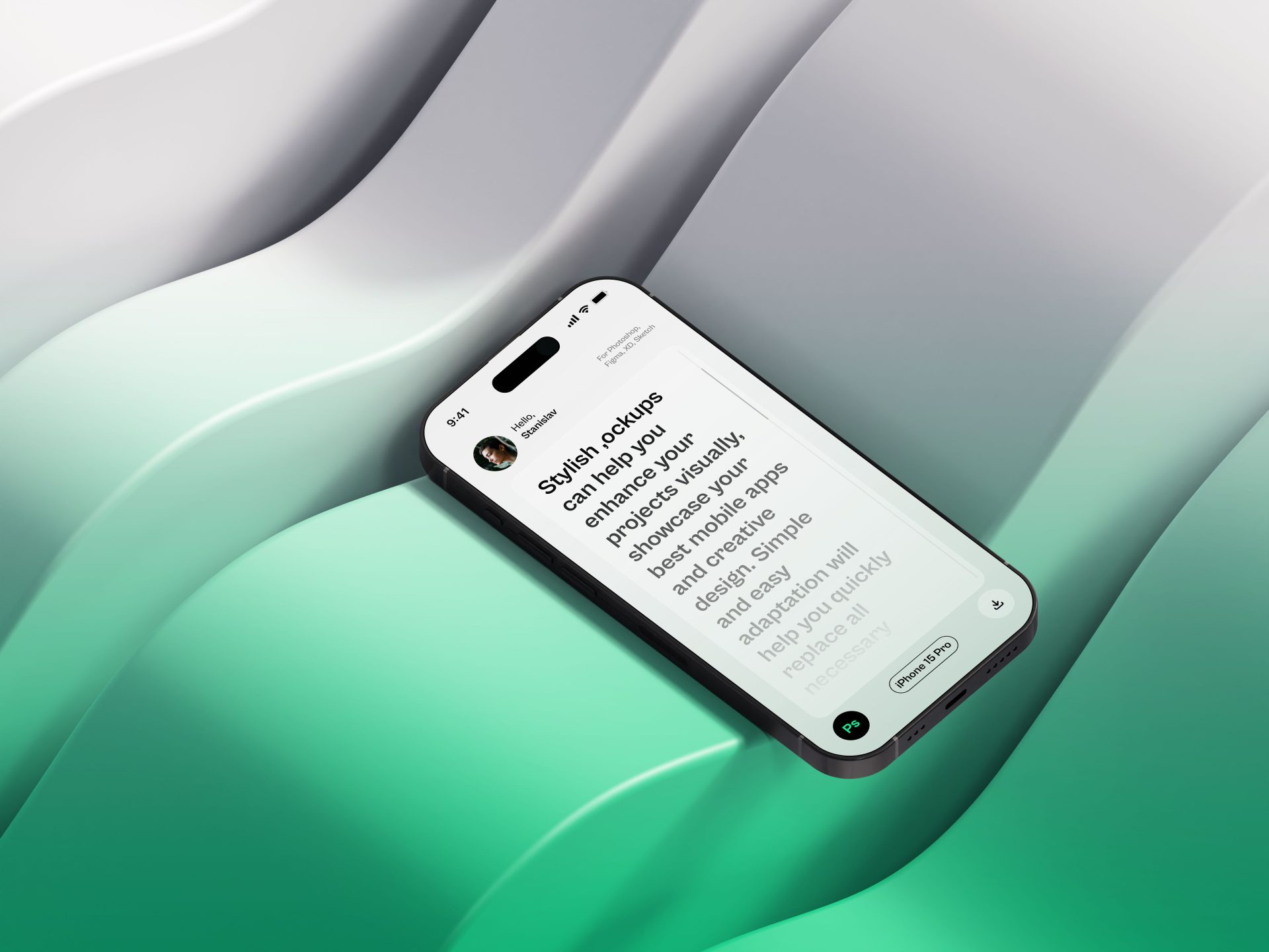 iPhone手机玻璃渐变风APP屏幕界面壁纸样机插图 iPhone手机玻璃渐变风APP屏幕界面壁纸样机