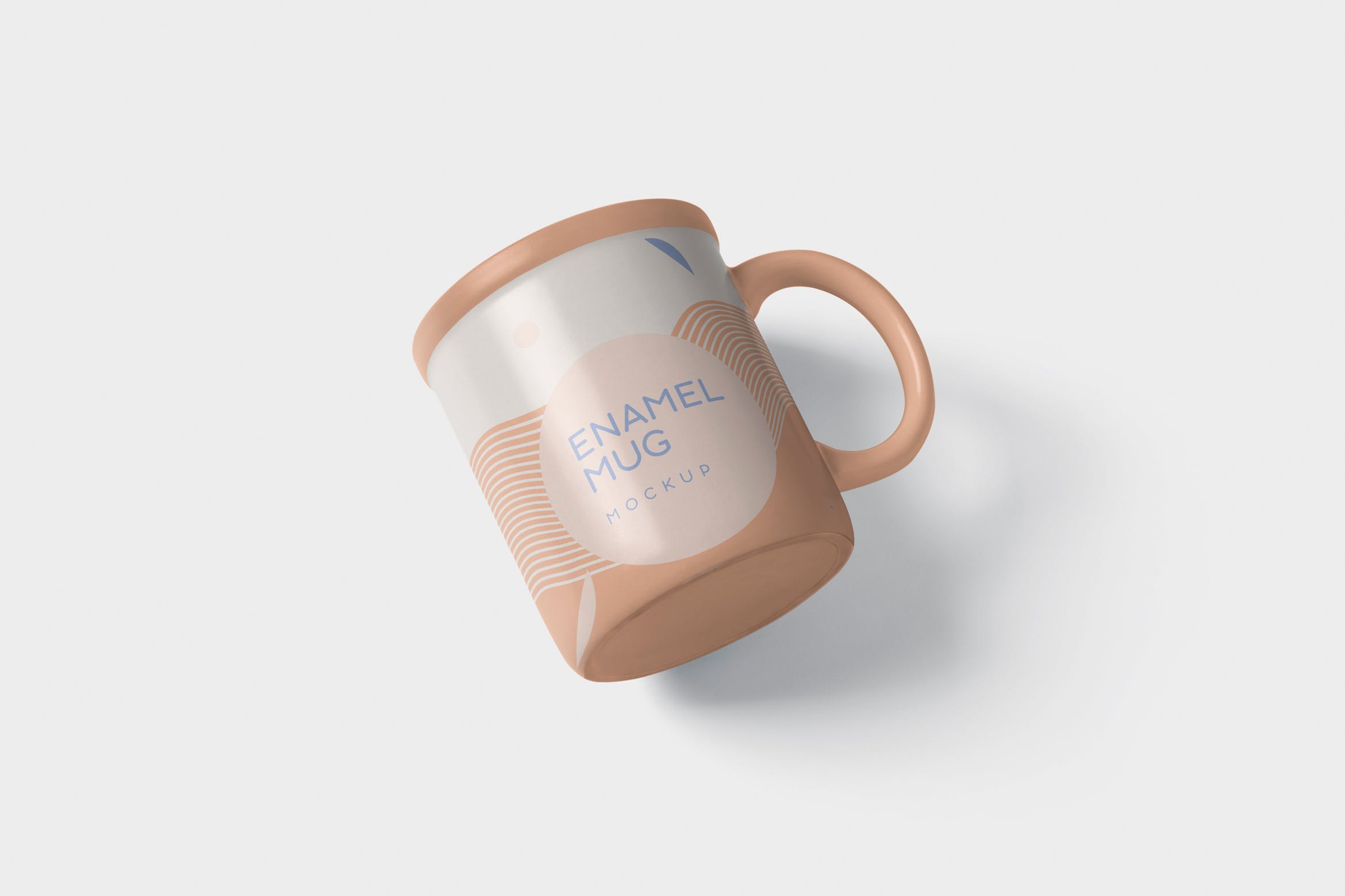 带把手圆形搪瓷杯马克杯图案设计素材库精选 Round Enamel Mug Mockup With Handle插图
