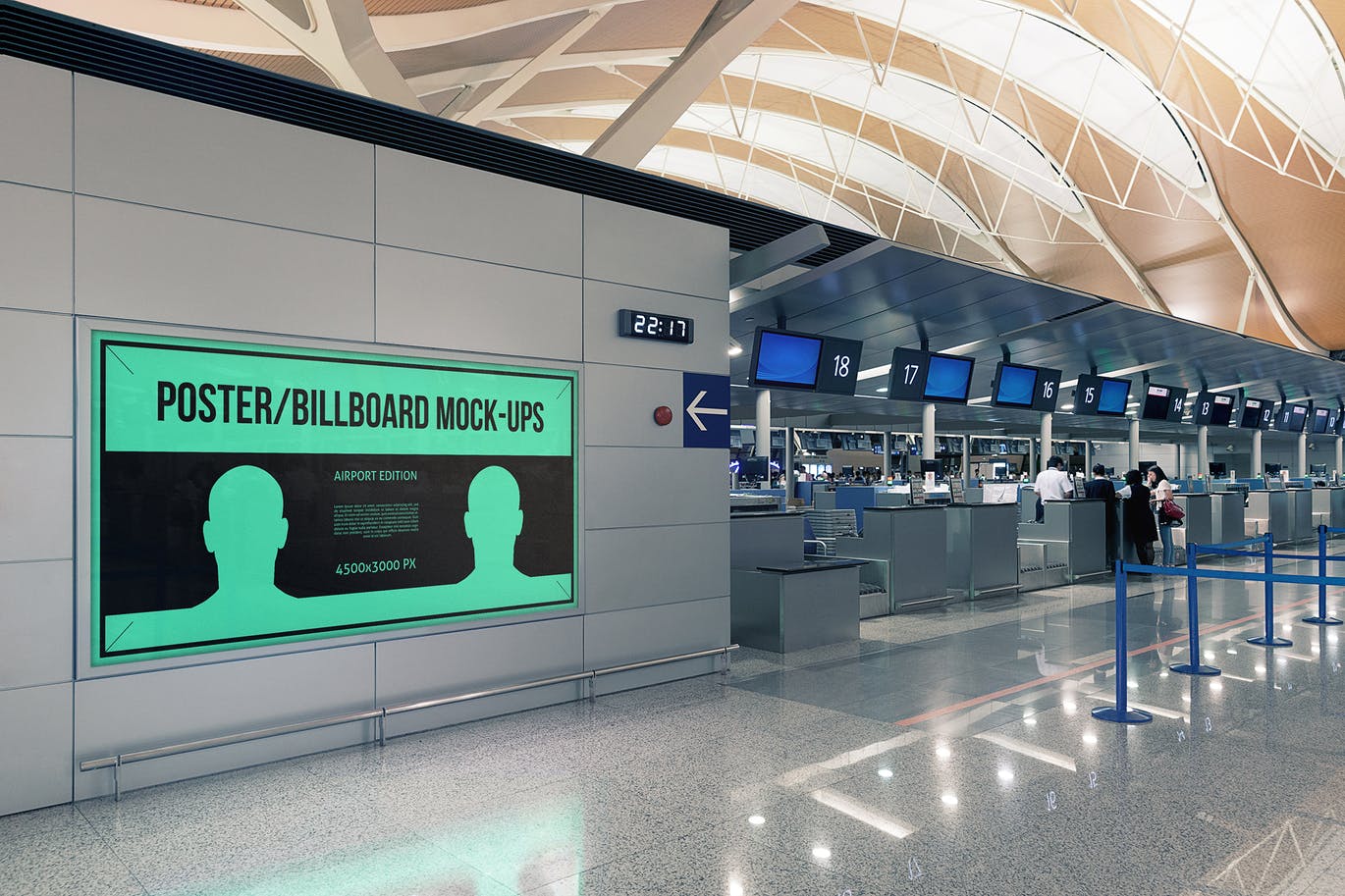 机场值机窗口海报/广告牌样机素材库精选模板#6 Poster / Billboard Mock-ups – Airport Edition #6插图