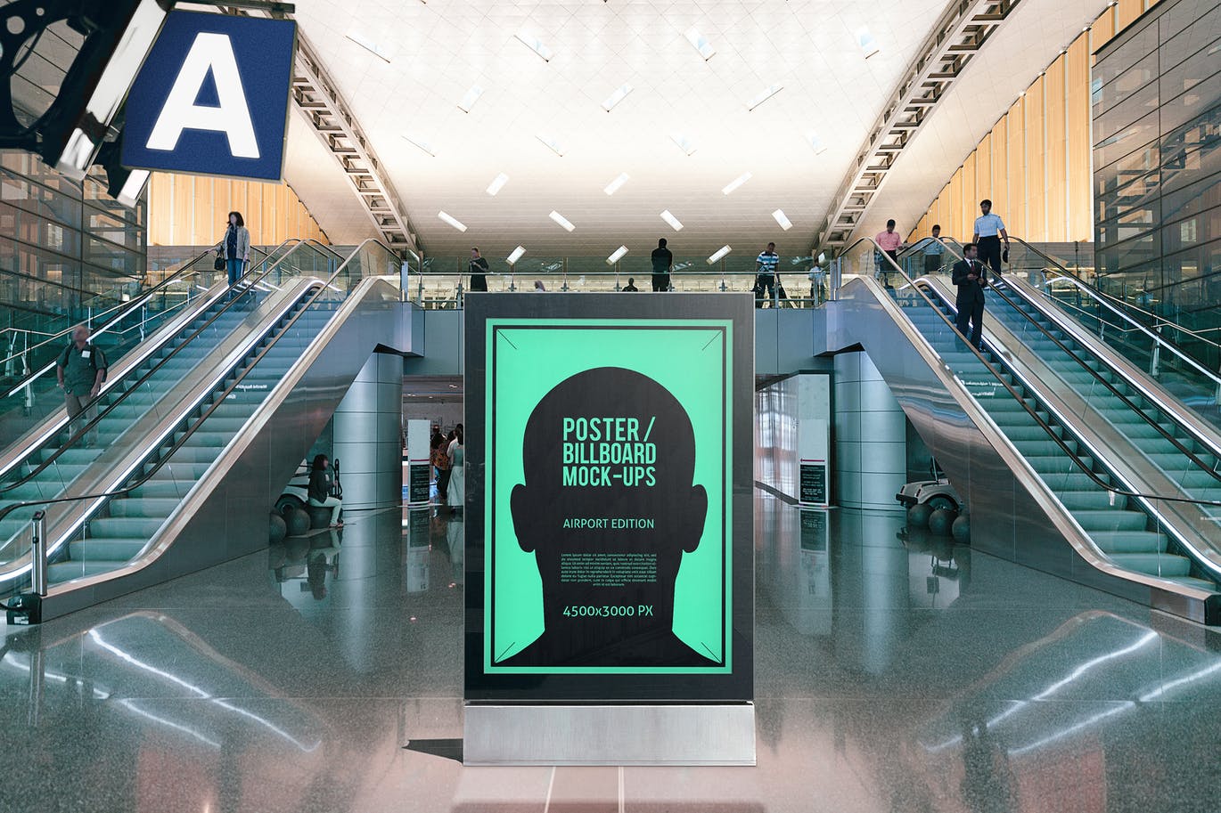 机场直梯电梯海报/广告牌样机素材库精选模板#5 Poster / Billboard Mock-ups – Airport Edition #5插图