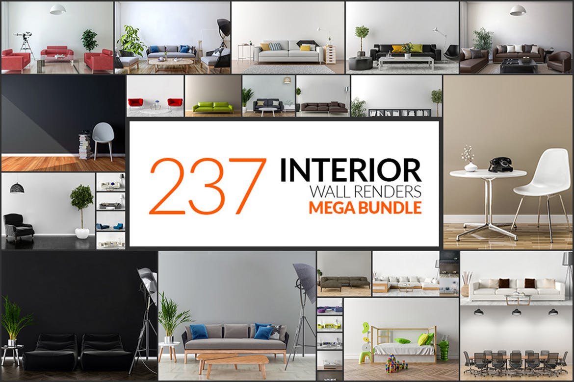 237个室内装饰场景高清照片样机素材包 237 Interior Wall Renders – Mega Bundle插图