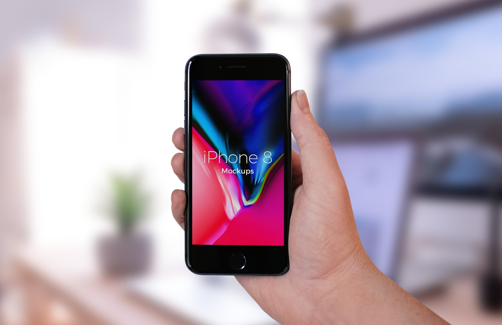 手持 iPhone 8 样机模板 iPhone 8 In Hand Mockups (PSD)插图