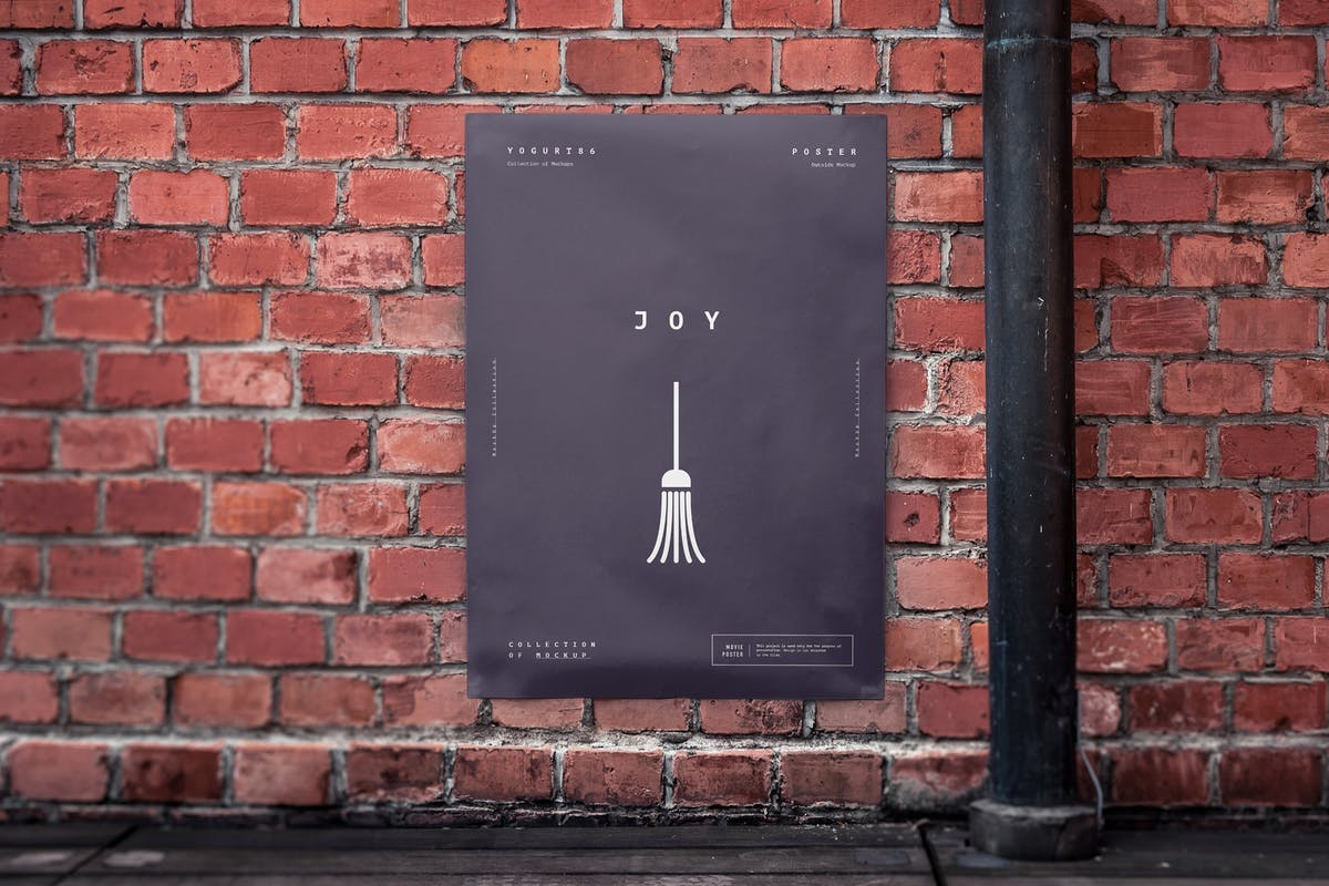 红砖墙海报张贴效果展示样机模板 Urban Poster Mock-up插图