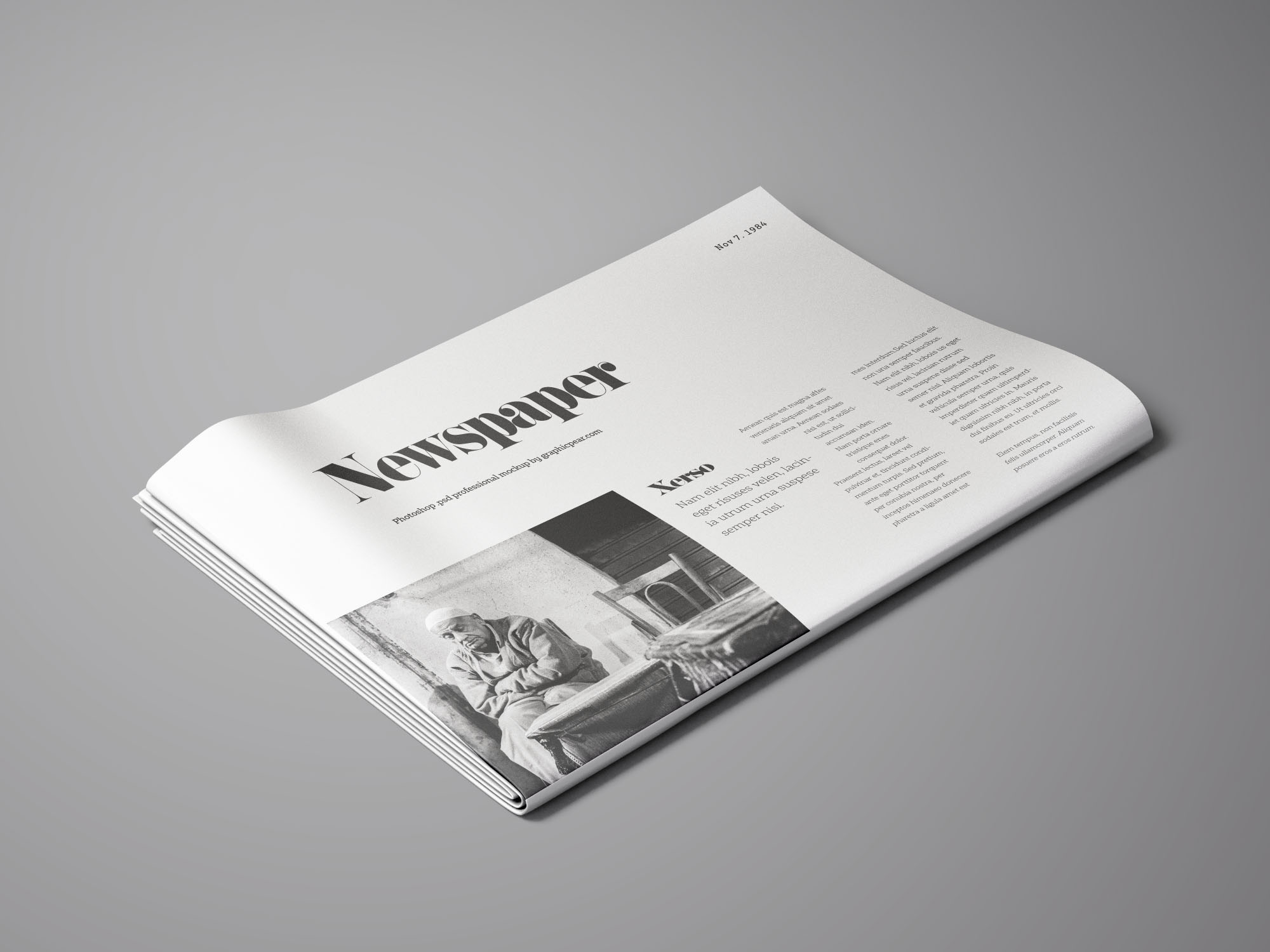 报纸版头设计透视图样机模板 Perspective Newspaper Mockup插图