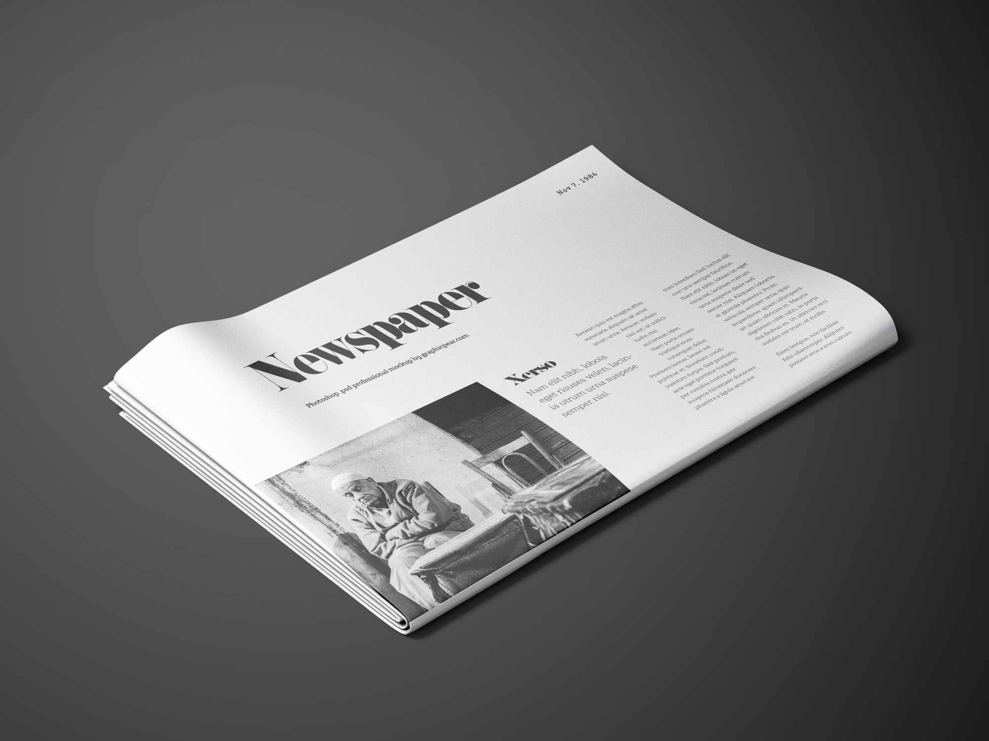 报纸版头设计透视图样机模板 Perspective Newspaper Mockup插图(1)