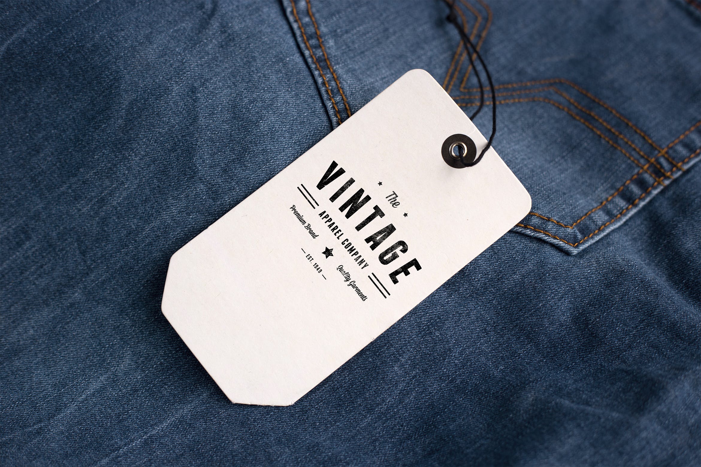 牛仔服服装吊牌设计图素材库精选模板 Clothing Tag Label Mockup插图