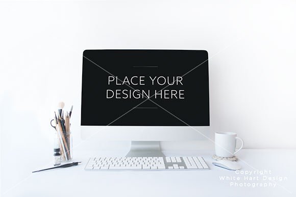 简约办公场景iMac一体机电脑样机PSD模板 iMac mockup – PSD file插图