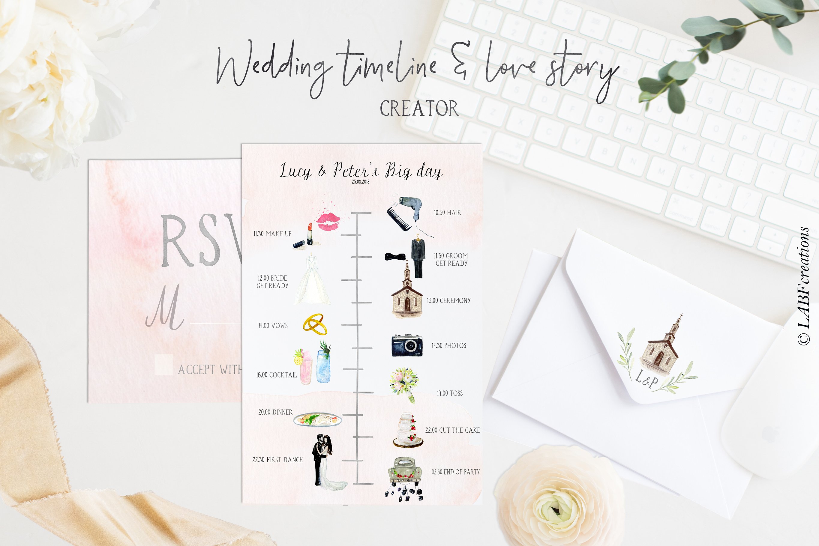 浪漫婚礼时间轴&故事设计素材 Wedding timeline & story creator插图(12)
