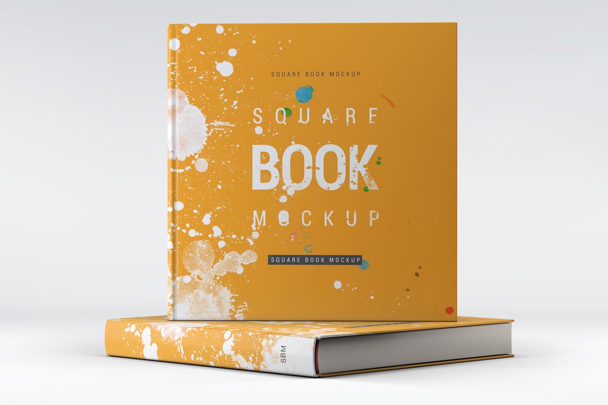 方形精装图书封面效果图样机素材库精选 Square Book Mock-Up插图