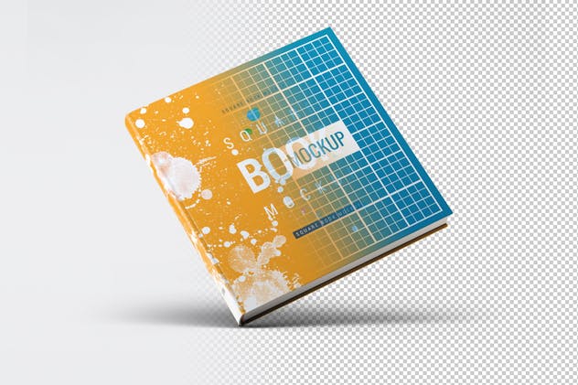 方形精装图书封面效果图样机素材库精选 Square Book Mock-Up插图(1)