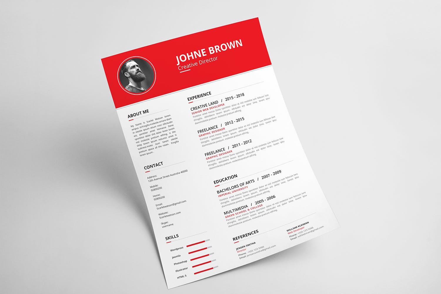 创意总监工作履历表设计模板 CV Resume插图(1)