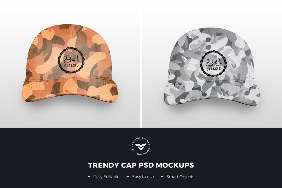 鸭舌帽外观设计预览样机 Trendy Hat Mockups插图(1)