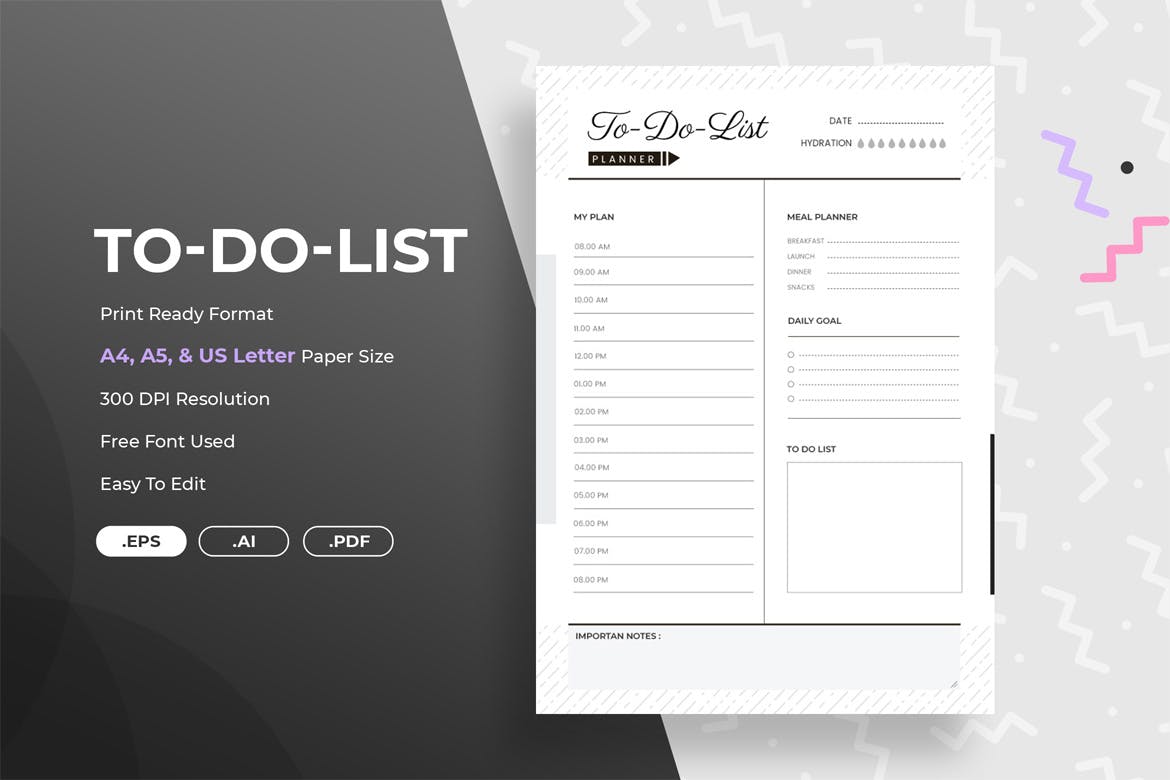 待办事项记录表格设计模板 To-Do List Planner插图(1)