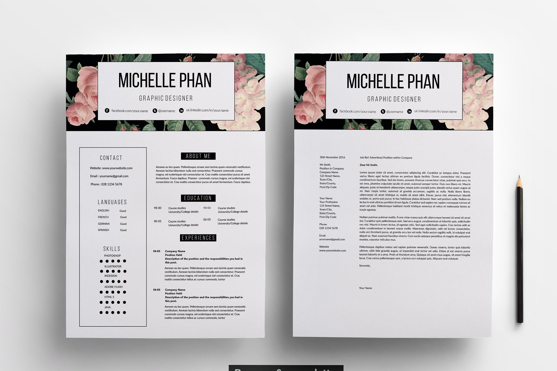 现代简洁职场个人简历模板 2 page resume template插图(2)