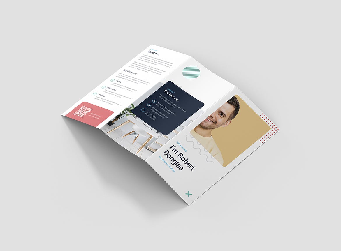 竖版印刷三折页创意素材库精选简历模板 Brochure – Resume Tri-Fold插图(2)