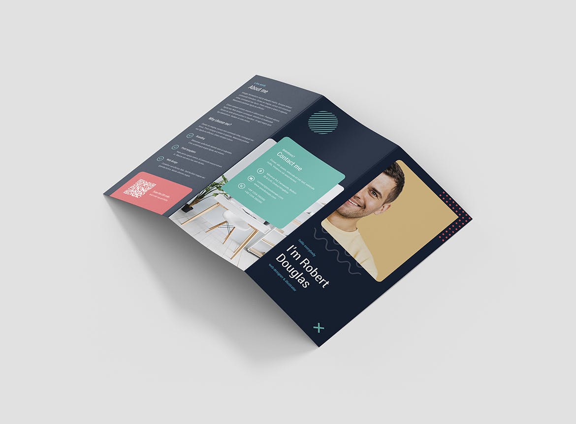竖版印刷三折页创意素材库精选简历模板 Brochure – Resume Tri-Fold插图(5)