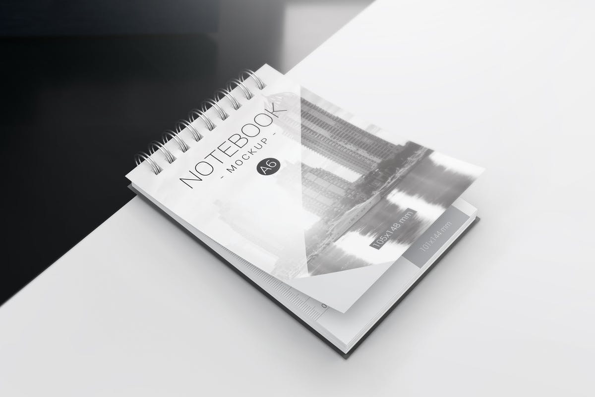 A6活页笔记本/记事本样机 A6 Spiral Notebook Mockups插图