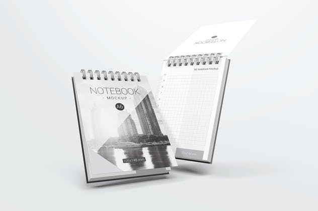 A6活页笔记本/记事本样机 A6 Spiral Notebook Mockups插图(4)