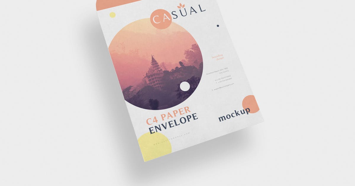 C4尺寸大小信封设计效果图样机 C4 Envelope Mockups插图