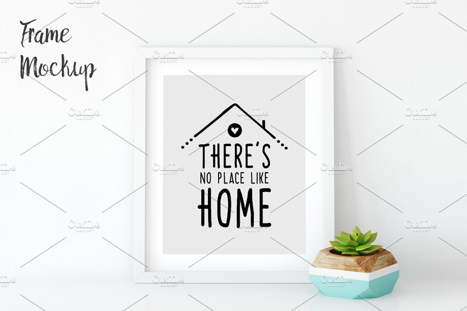 白色木制画框相框样机 White Frame Mockup – 2 (8×10)插图