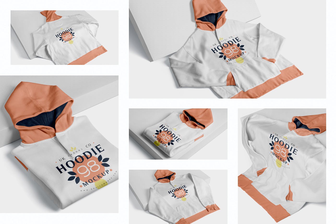 连帽衫卫衣印花设计多角度预览样机 6 Hoodie Mockup插图(1)