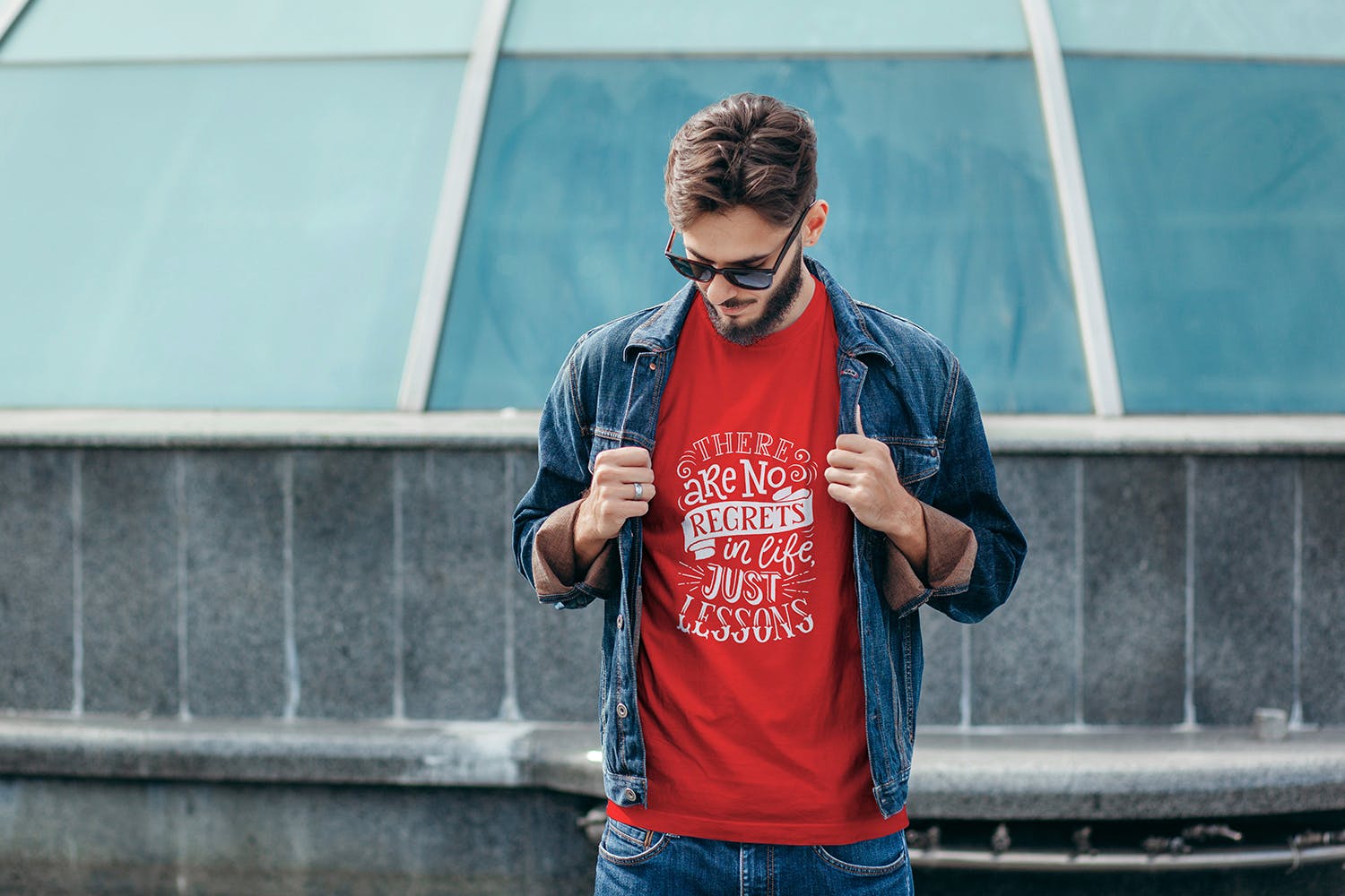 男士T恤胸前印花设计模特上身效果图样机03 T-Shirt Mockup Collection 03插图(3)
