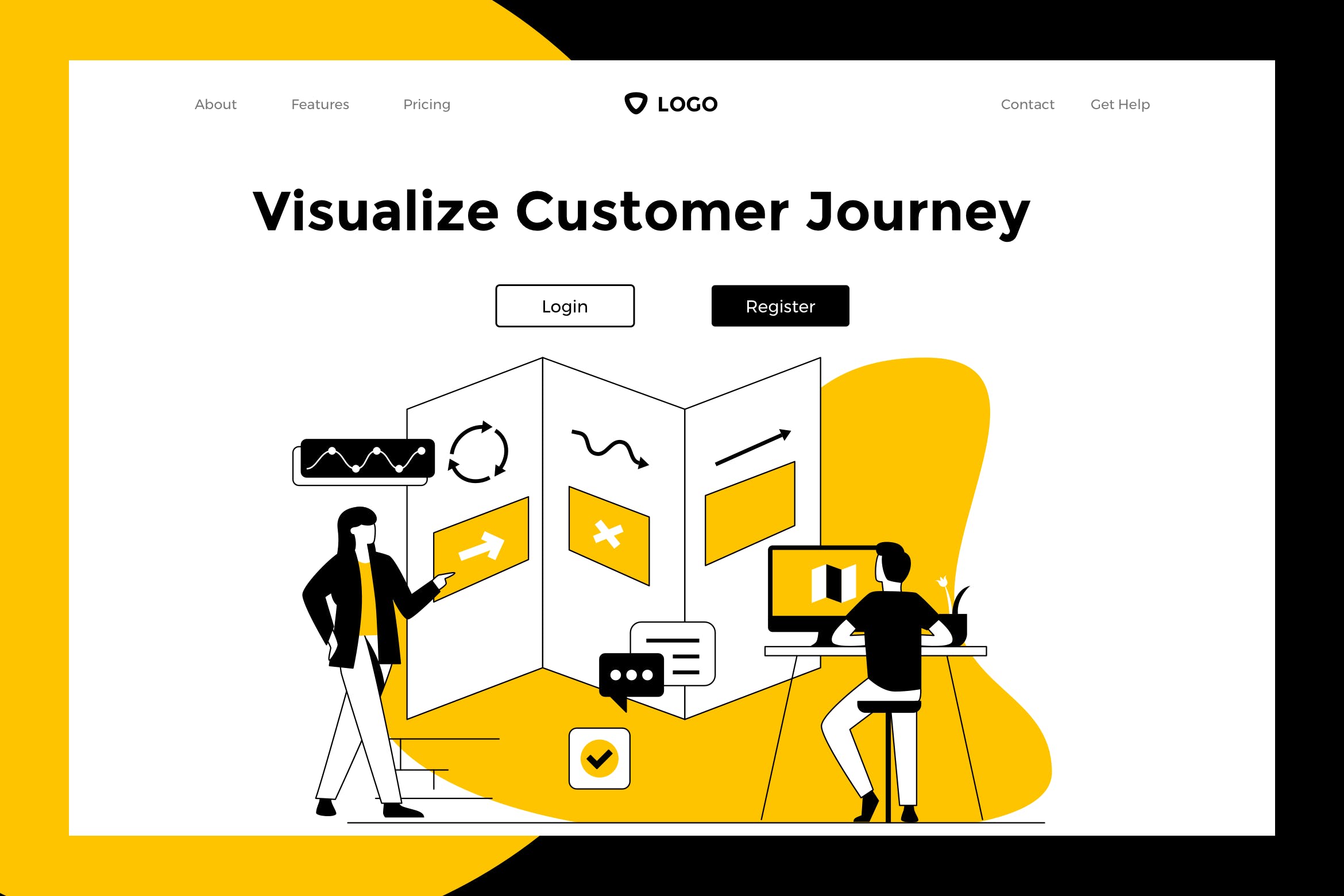 用户体验概念插画网站着陆页&Banner设计模板 Customer Journey – Web Mobile Landing Page Banner插图