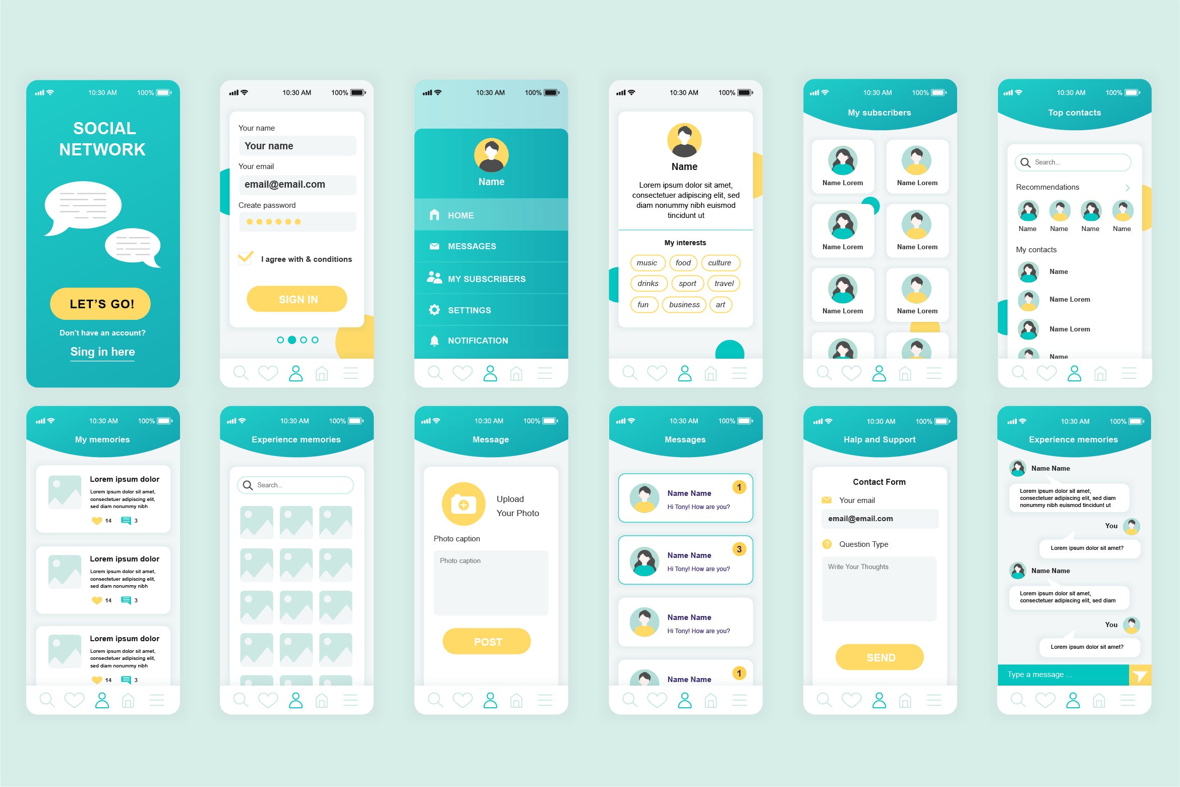 社交网络交友APP应用界面设计UI套件 Social Network Mobile App UI Kit插图