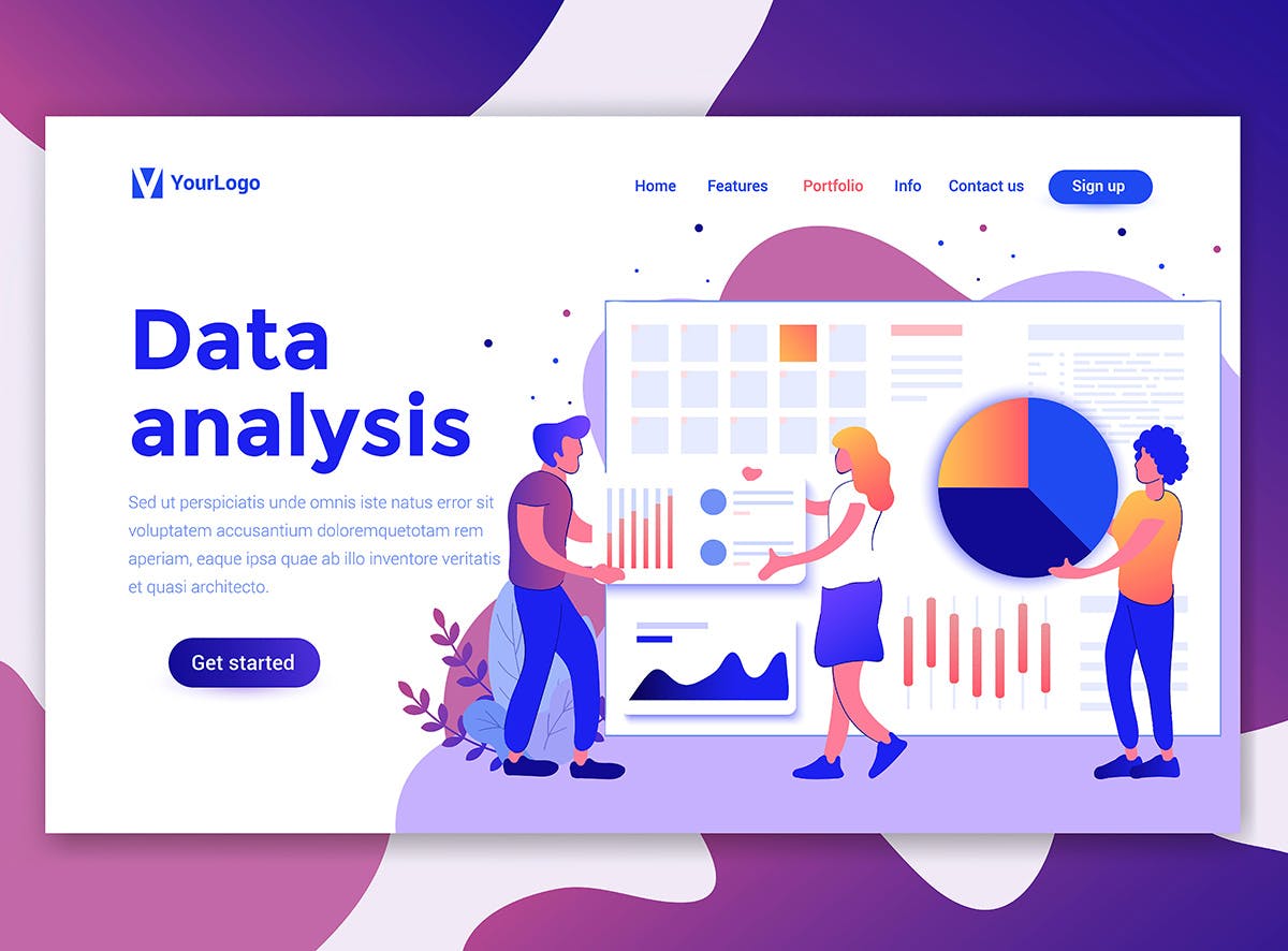 现代扁平化设计风格网站&APP设计素材库精选概念插画合集 Landing page templates kit插图(2)
