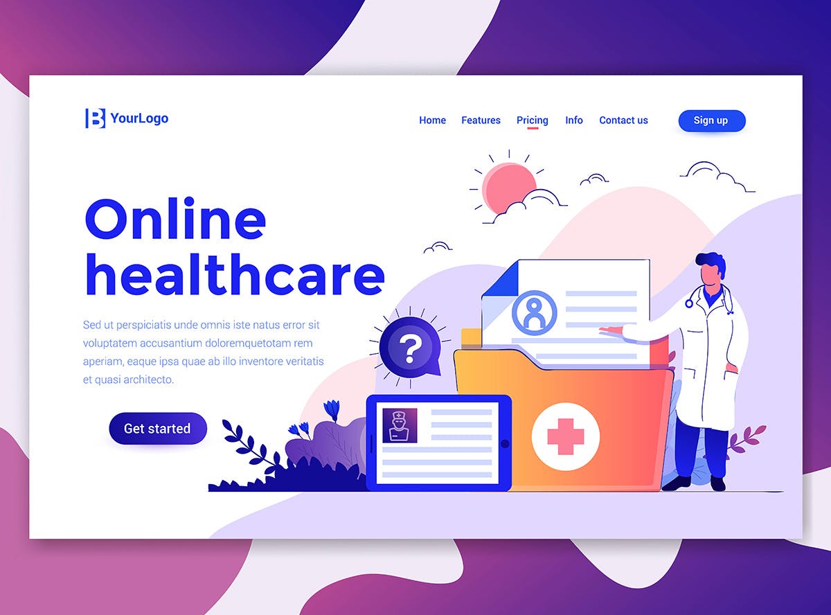 现代扁平化设计风格网站&APP设计素材库精选概念插画合集 Landing page templates kit插图(6)