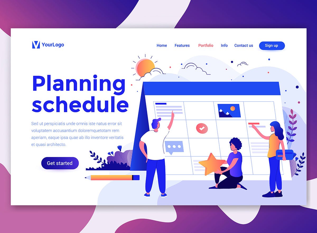 现代扁平化设计风格网站&APP设计素材库精选概念插画合集 Landing page templates kit插图(9)
