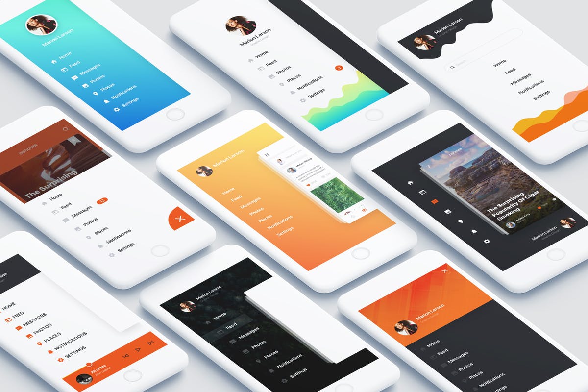 个人旅行日志类手机APP应用UI套件[Sketch] Navigation Mobile App UI Kit插图