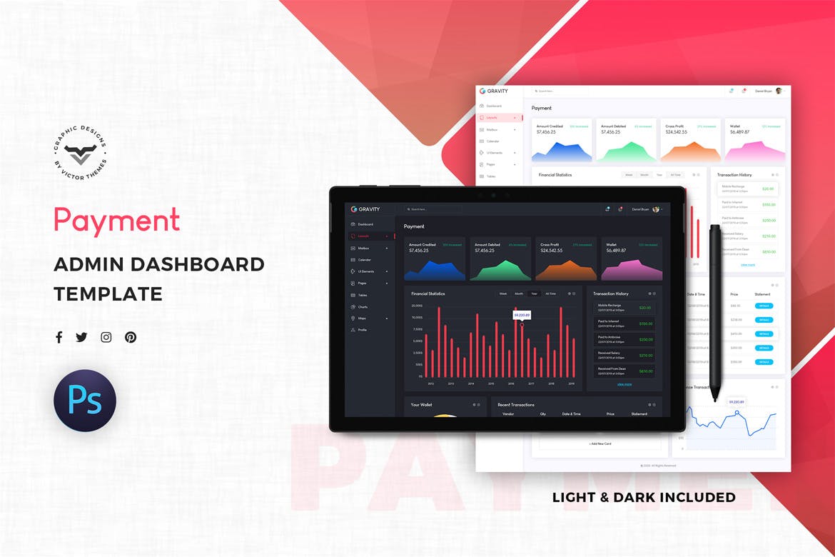 支付工具网站管理后台用户界面UI设计套件 Payment Admin Dashboard UI Kit插图(1)