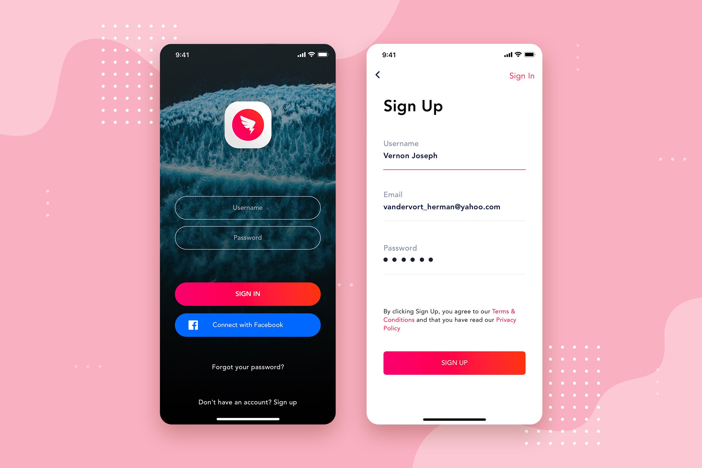 APP应用注册登录界面设计模板下载v1 Login – Signup Mobile Interface Concept插图