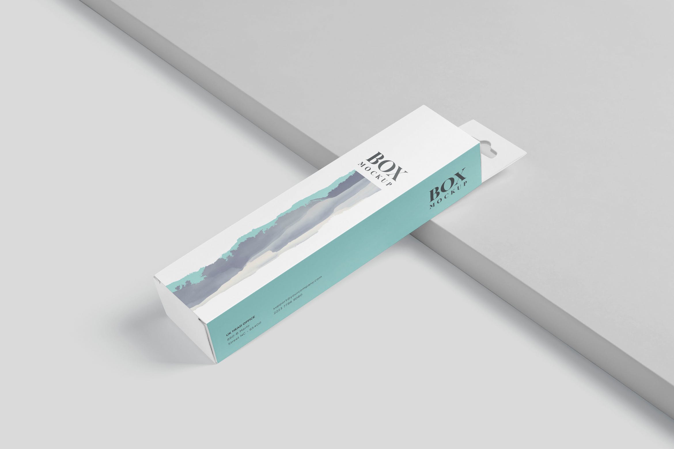 超薄矩形长条包装盒外观设计效果图素材库精选 Box Mockup PSDs – High Slim Rectangle Size Hanger插图