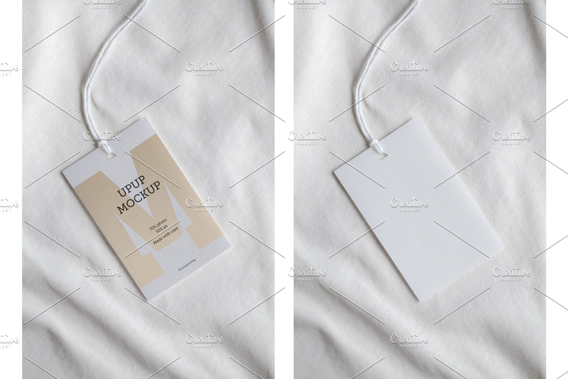 服装服饰标签吊牌样机 Clothes label tag blank white mockup插图