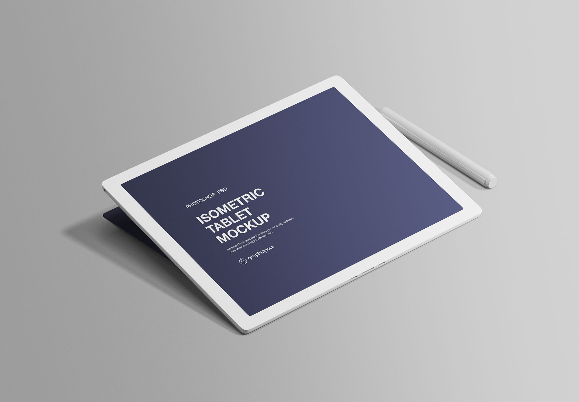 平板电脑屏幕界面演示样机模板 Isometric Tablet Mockup插图