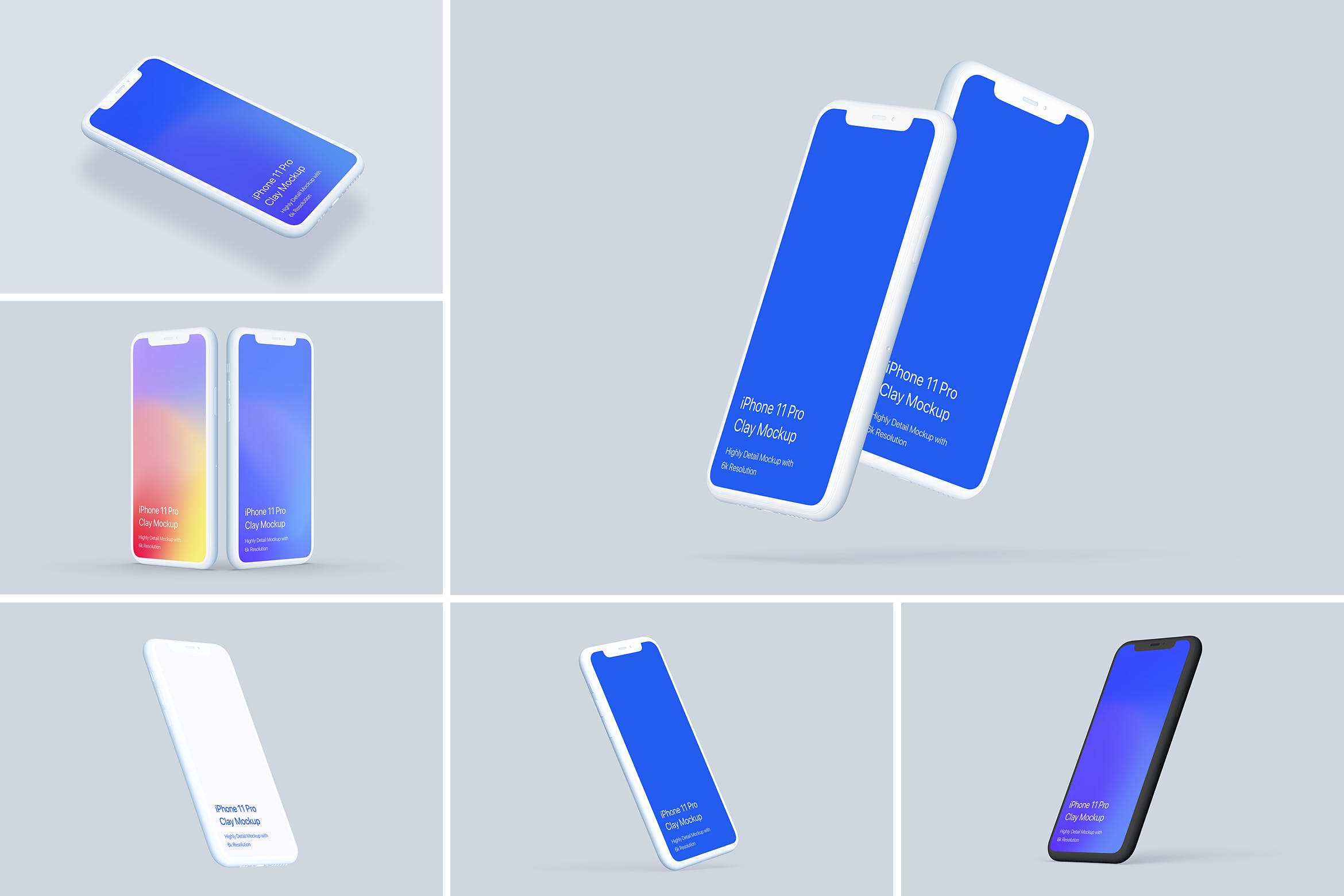 黏土材质iPhone 11 Pro智能手机素材库精选样机 Clay iPhone 11 Pro Mockup – Clay Mockup Scenes插图