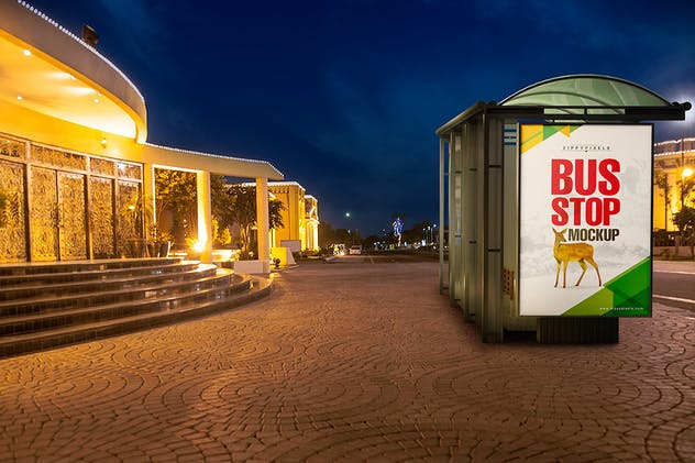 巴士公交站台灯箱广告牌样机 Bus Stand Mockups插图(3)