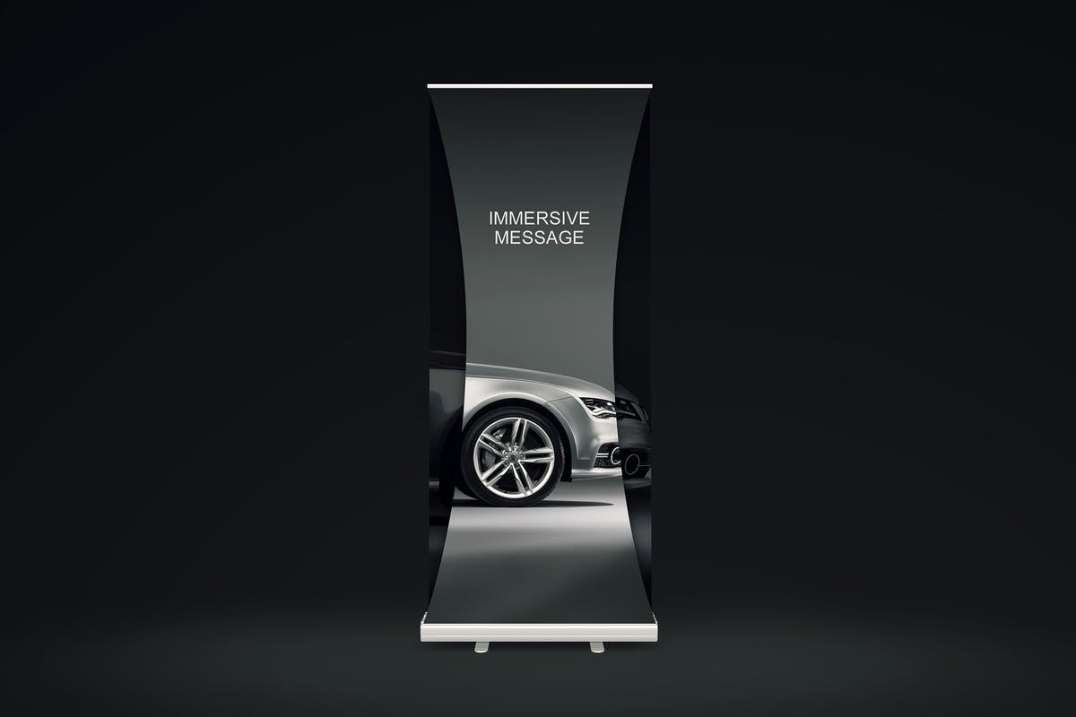 双层易拉宝Banner海报设计样机模板 Dual Roll-up Banner Mock-up插图