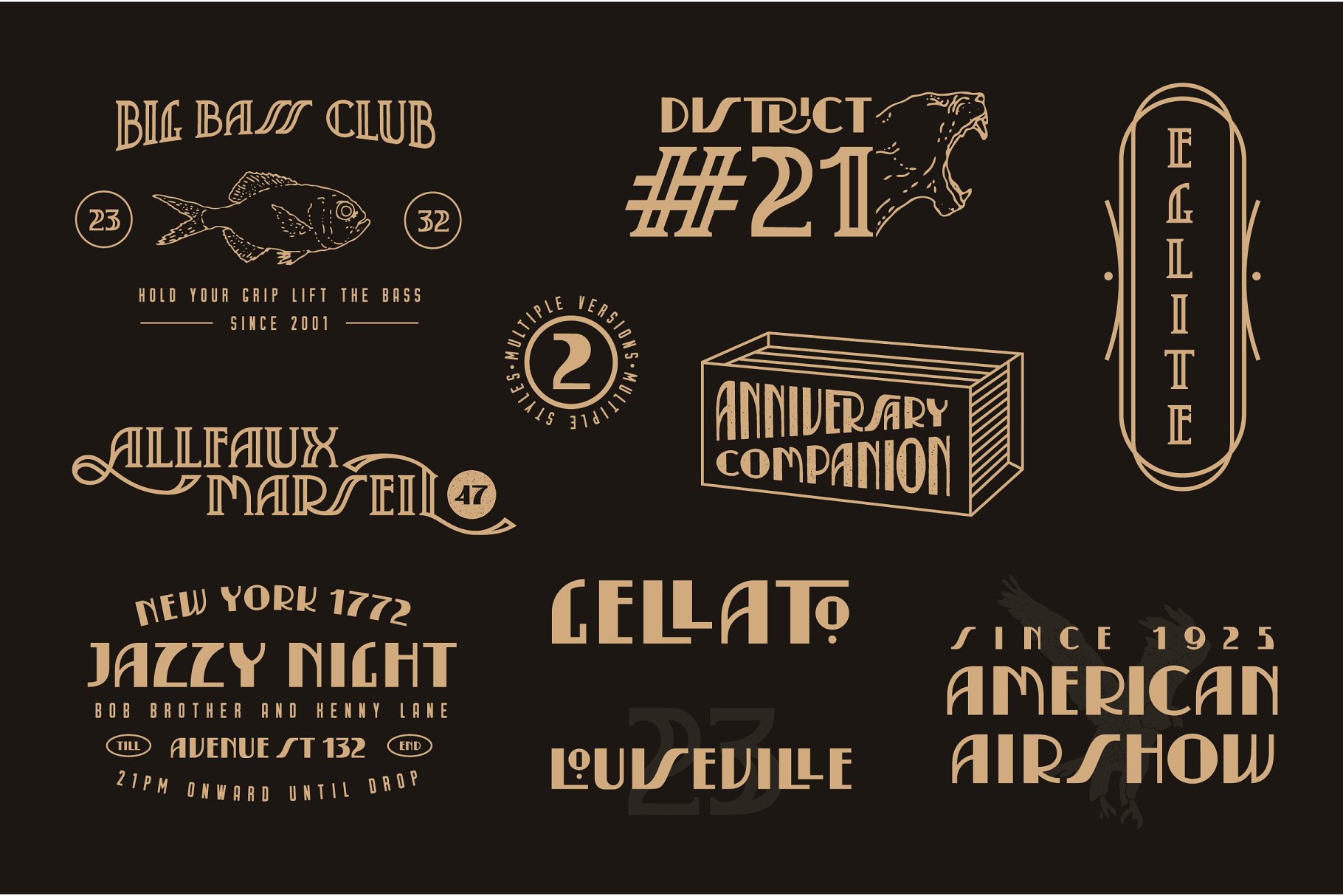 20世纪20年代装饰艺术英文字体&纹理 Serendior | Font & Seamless Patterns插图(10)
