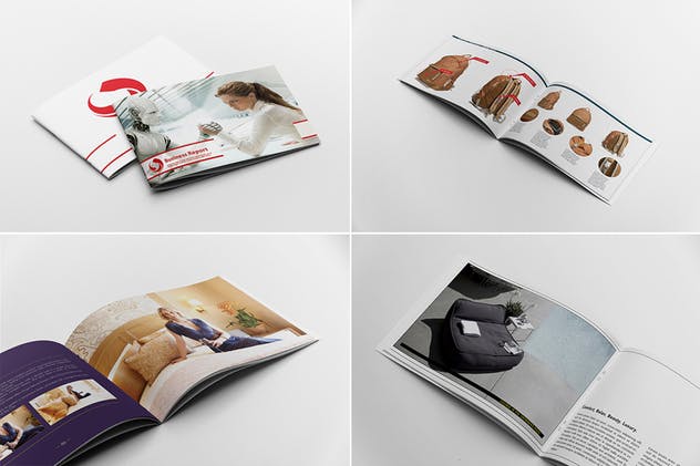 简约横向宣传册杂志画册样机 Landscape Brochure Mockups插图(1)