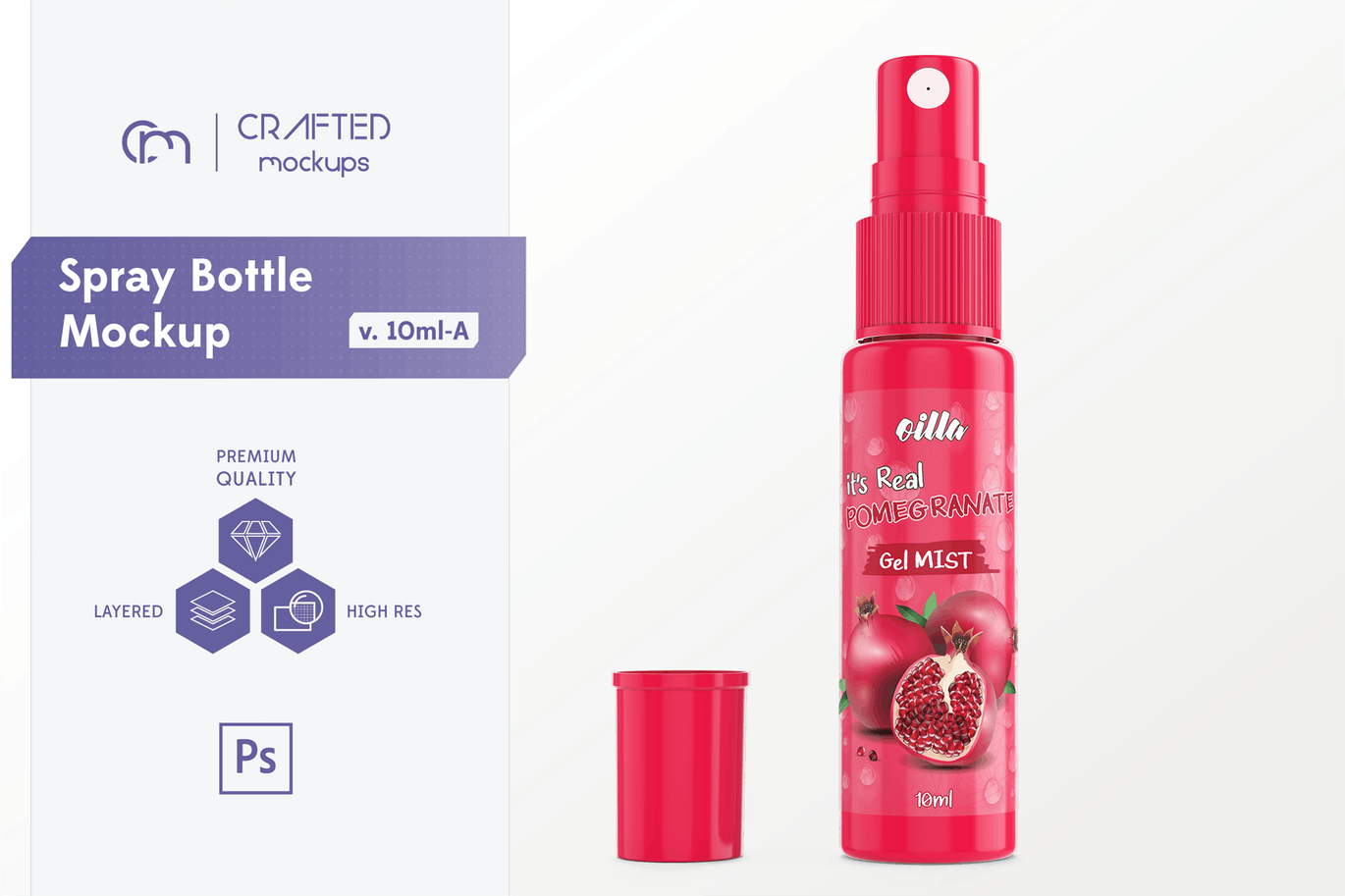 保湿喷雾瓶外观设计样机模板[10ml规格] Spray Bottle Mockup v. 10ml-A插图
