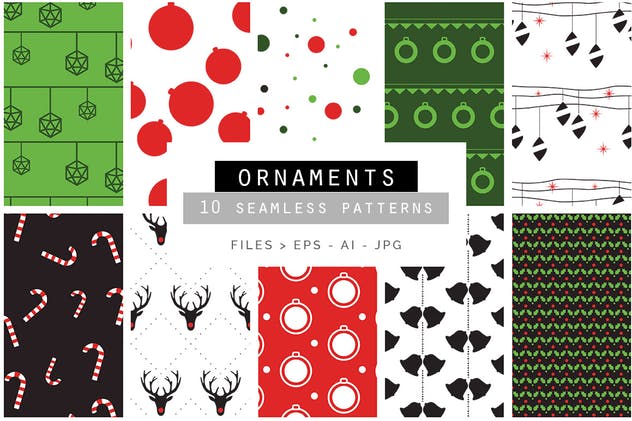 圣诞节节日氛围包装礼品纸张印花图案 Christmas Patterns插图(3)