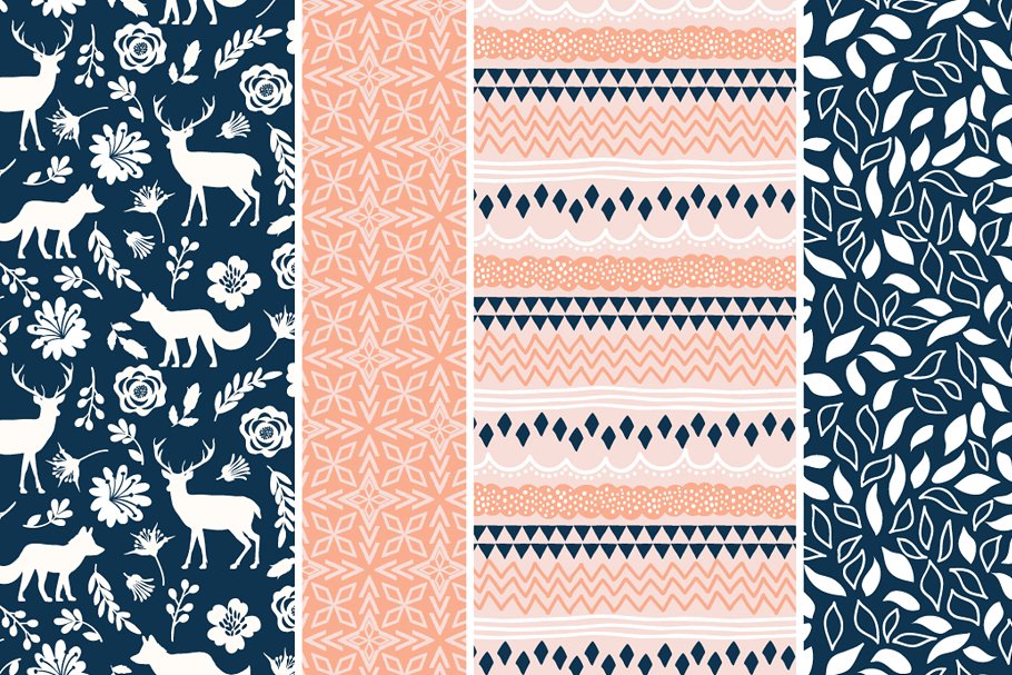 林地荒野主题矢量图案纹理 Woodland Wilderness Vector Patterns插图(6)