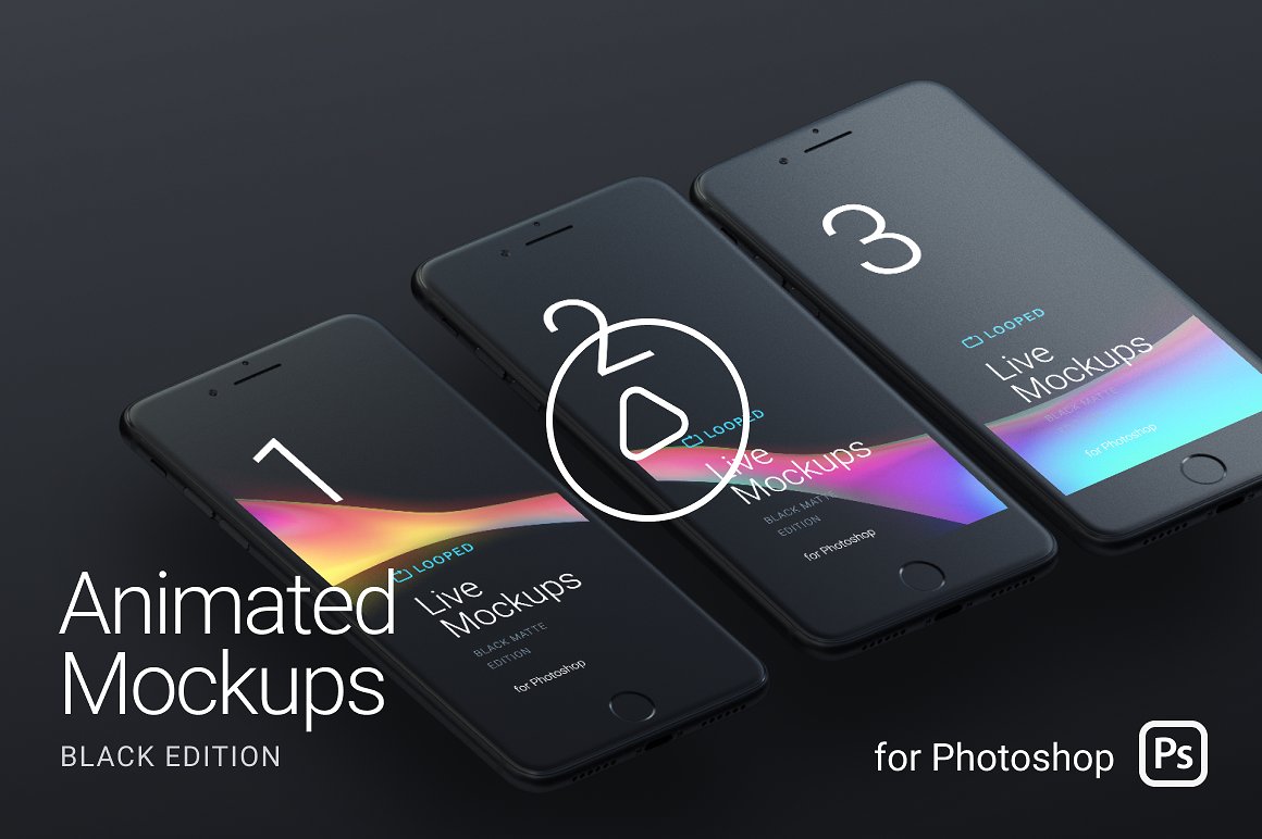 Apple设备动态样机合集[酷黑版本] Looped Animated Mockups | White插图