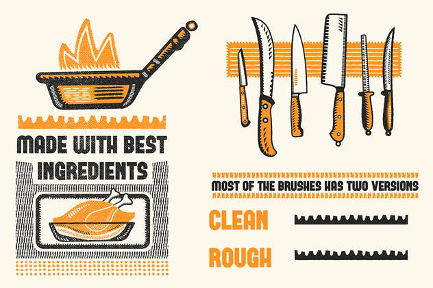 复古木刻印刷绘画风格AI笔刷 Cookbook for Woodcuts – brushes and patterns插图(5)