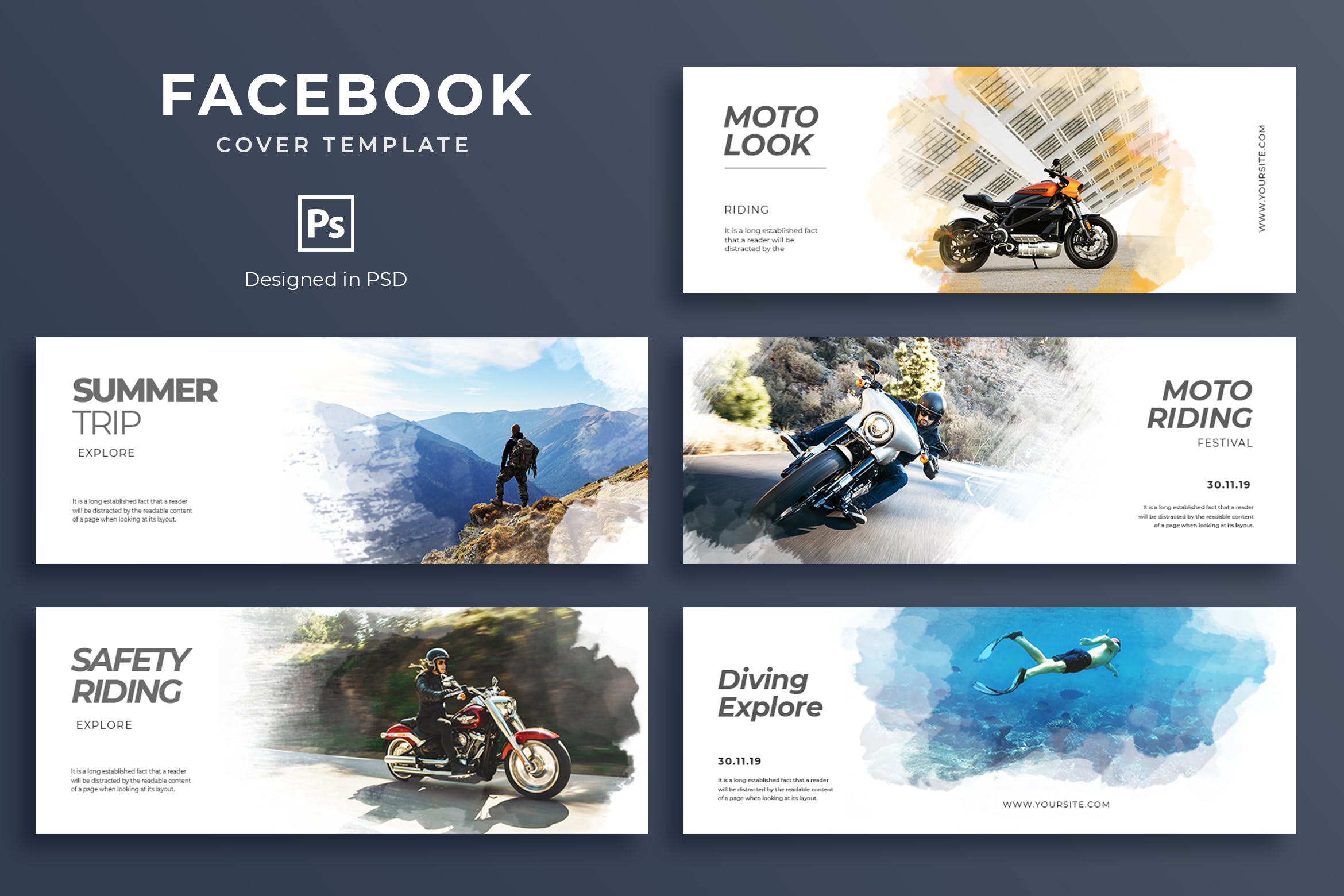 水彩设计风格Facebook营销推广社交封面设计模板 Watercolor Facebook Cover Template插图