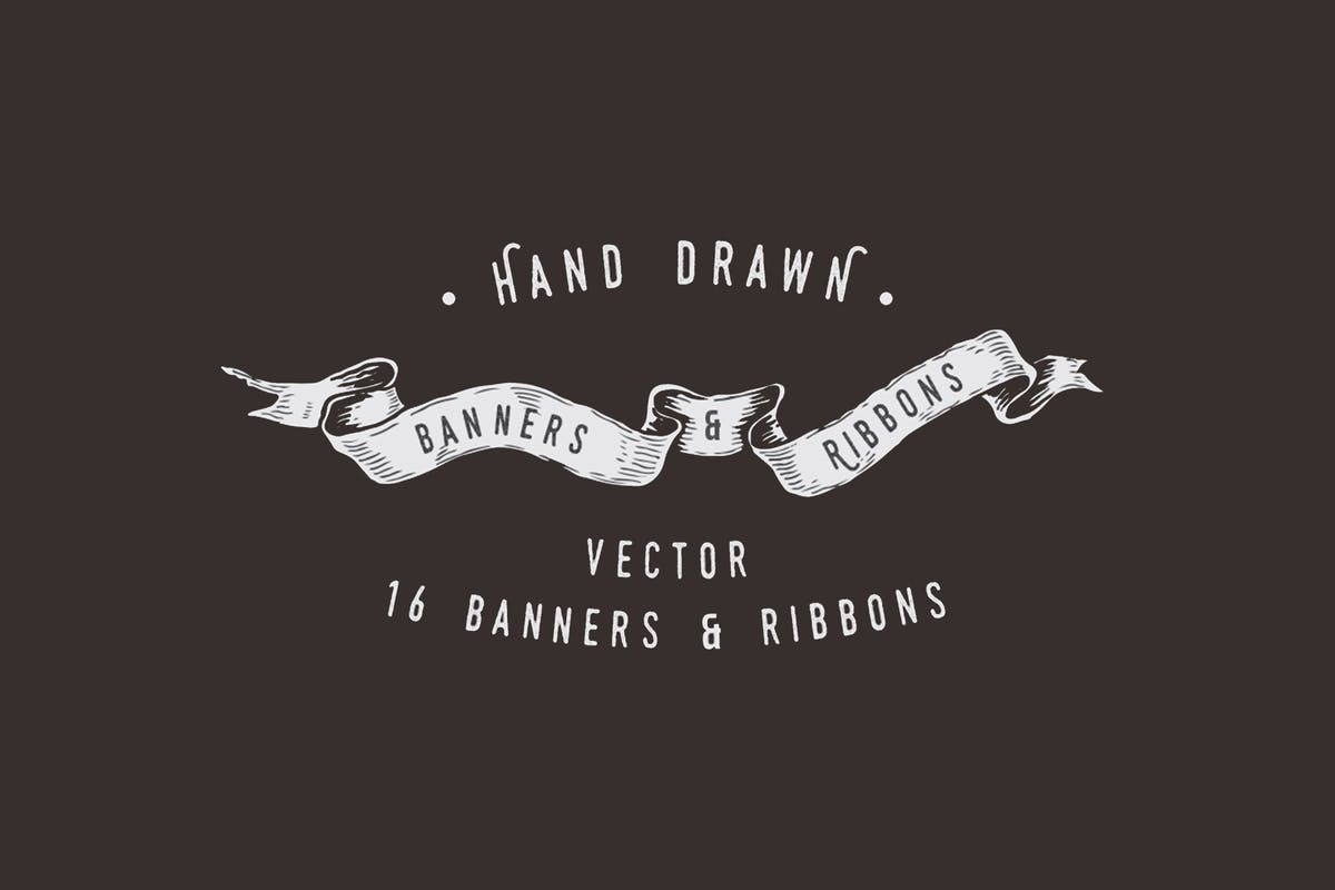 16款手绘风格Banner＆丝带模板 Hand Drawn Banners & Ribbons插图