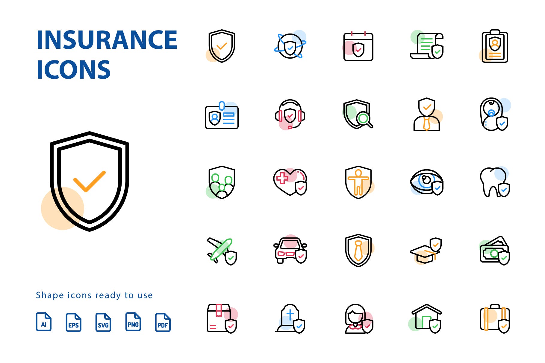 25枚保险行业阴影素材库精选图标素材 Insurance Shape插图(1)